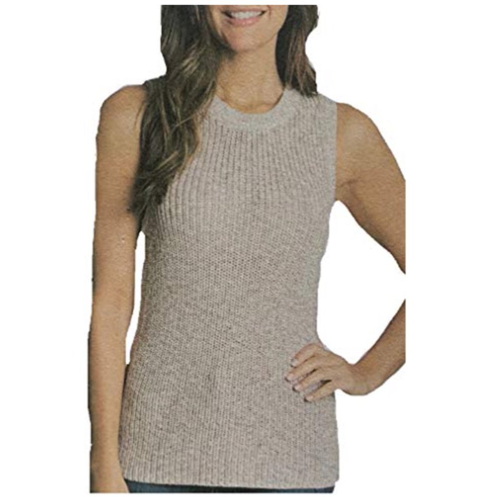 Ella Moss Ladies' Sweater Tank - Tan/Gardenia - M